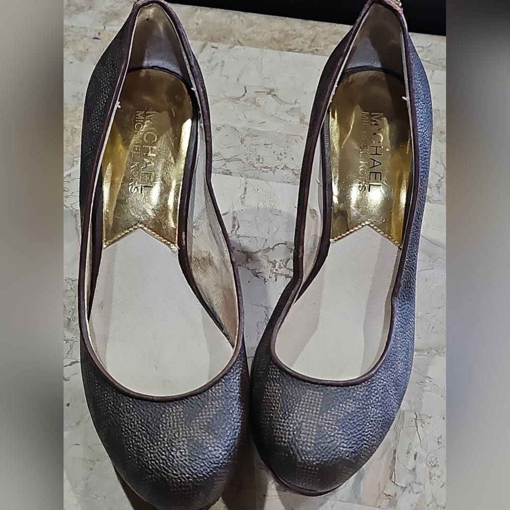 Michael Kors Hamilton MK Padlock Pumps Black Brown Platform Size 5 - Picture 12 of 12